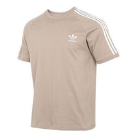 adidas originals Logo Embroidered Stripe Sports Round Neck Short Sleeve Khaki GP7362