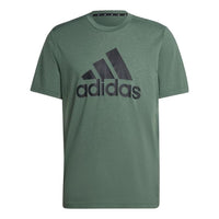 Men's adidas Alphabet Geometry Logo Printing Round Neck Pullover Short Sleeve Japanese Version Green T-Shirt HM4801