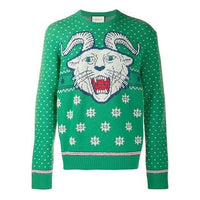 Gucci Tiger Jacquard Wool Blend Sweater 'Green' 571574-XKAQH-3516