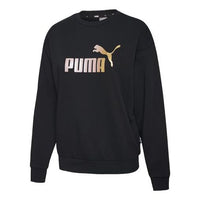 (WMNS) PUMA Round-neck Printing Sweatshirt Black 583841-51