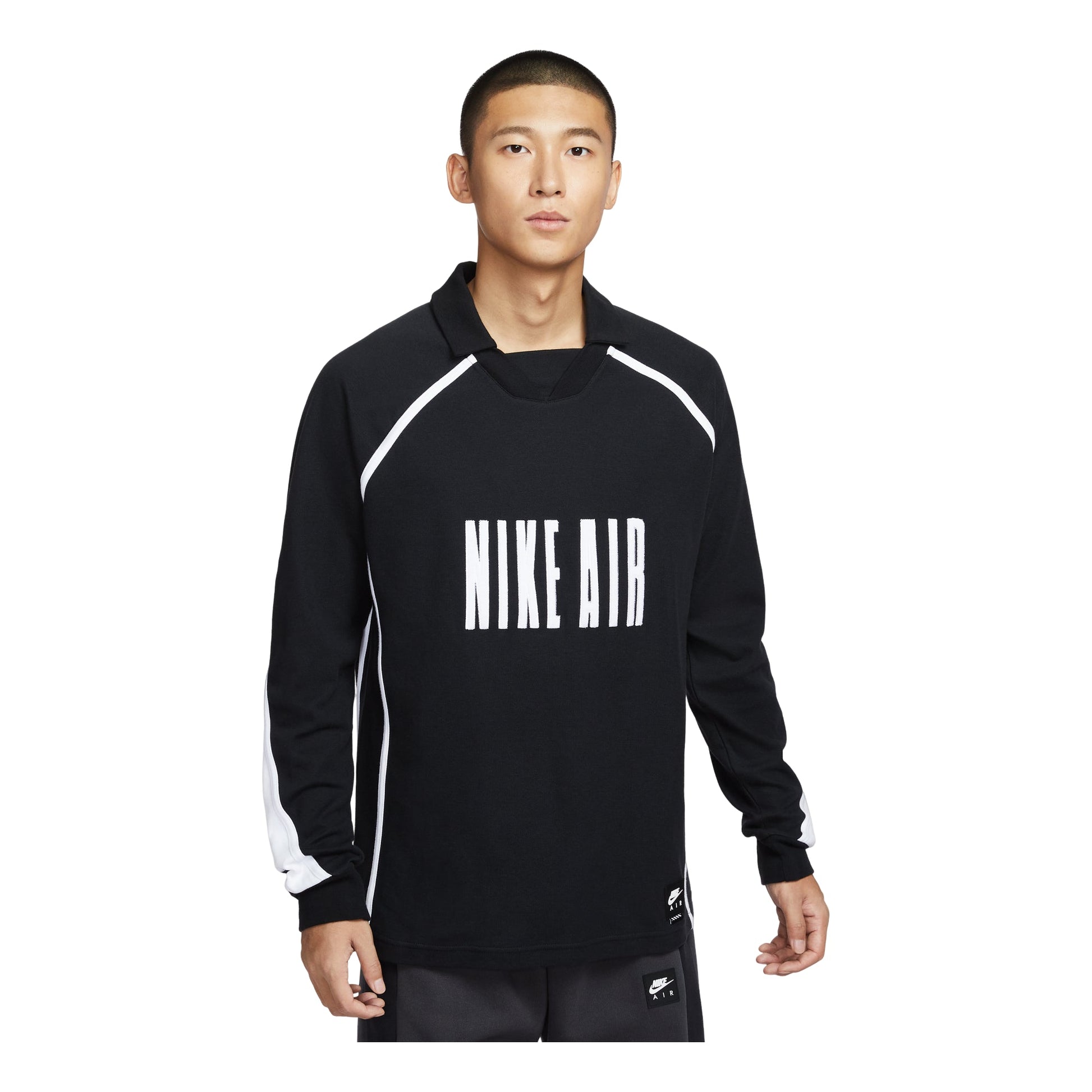 Nike Air Long Sleeve Soccer T-Shirt Asia Sizing 'Black White' HV1321-010