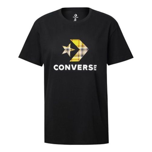 (WMNS) Converse Clash Applique T-Shirts Asia Sizing 'Black' 10020874-A02