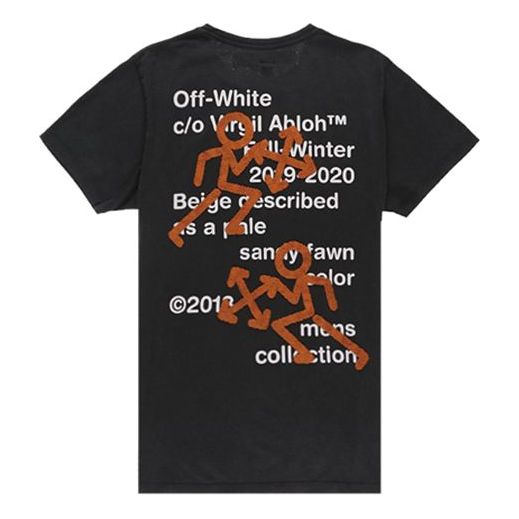 Off-White Pictogram Embroidered Slim Arrow Printing Short Sleeve t Ordinary Version Black OMAA027F191850041088