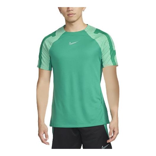 Men's Nike Colorblock Logo Printing Round Neck Pullover Short Sleeve Green T-Shirt DH8699-370