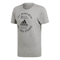 adidas Logo Printing ribbed Round Neck Short Sleeve Gray DI0286