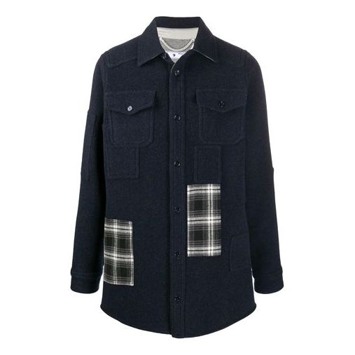 Off-White Plaid Detail Shirt Jacket Black OMEA227E20FAB0024501