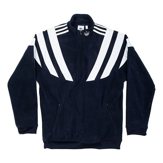 adidas originals Retro Balanta 96 Fleece polar fleece Half Zipper Sports Jacket Navy Blue EE2343