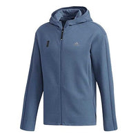 adidas logo Cozy Casual Sports Hooded Jacket Blue FK4485