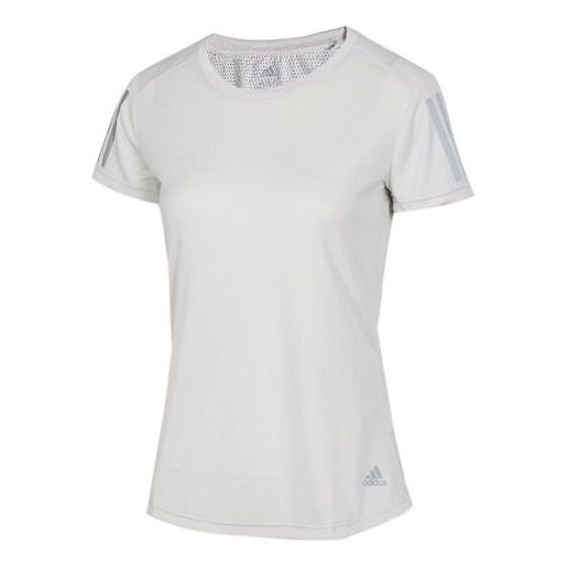(WMNS) adidas Own The Run Tee Reflective Printing Sports Short Sleeve Gray White DX1973