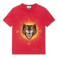 Gucci Tiger Head Pure Cotton Short Sleeve Red 442670-X5U16-6600