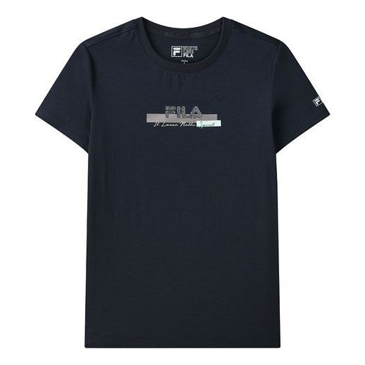 (WMNS) FILA Alphabet Printing Round Neck Short Sleeve Blue F11W122113F-NV