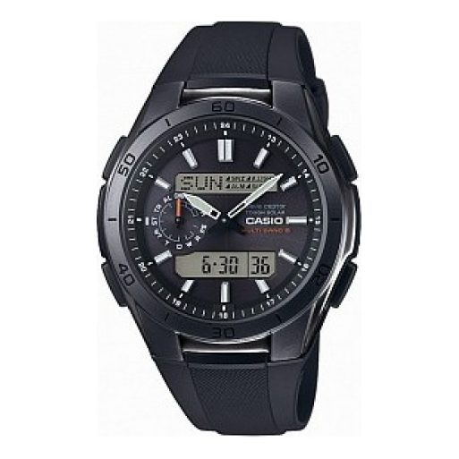 Men's CASIO 100 Meter Waterproof Black Watch Stainless Steel Dial Resin Strap Analog Mens WVA-M650B-1AER