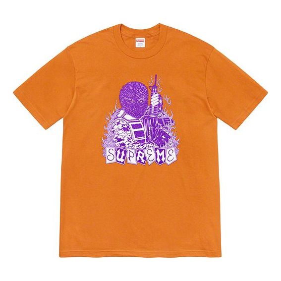 Supreme FW19 Week 7 Mercenary Tee Mercenaries Printing Short Sleeve Unisex Orange SUP-FW19-725