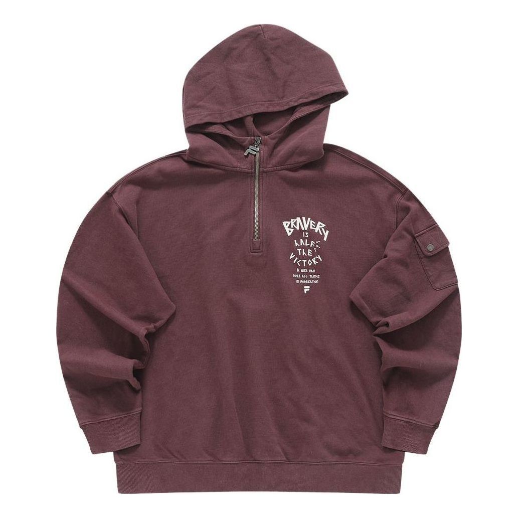 FILA FUSION Inline Workwear Hooded Sweater 'Burgundy' T11M343203F-BN