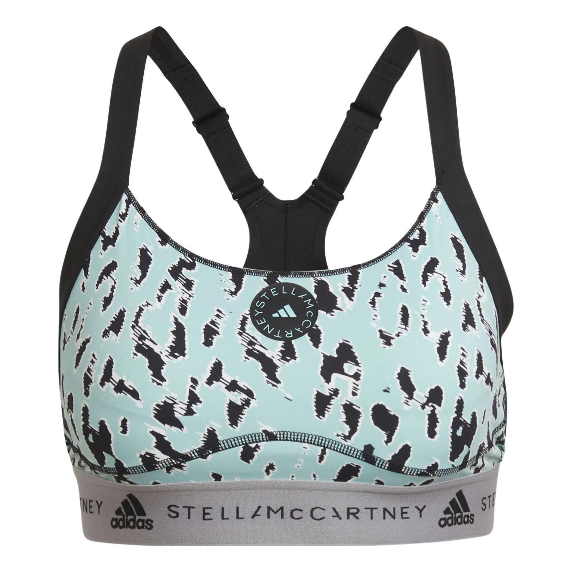 (WMNS) adidas by Stella McCartney TruePurpose Medium Support Printed Bra Asia Sizing 'Teal Black' HB6069