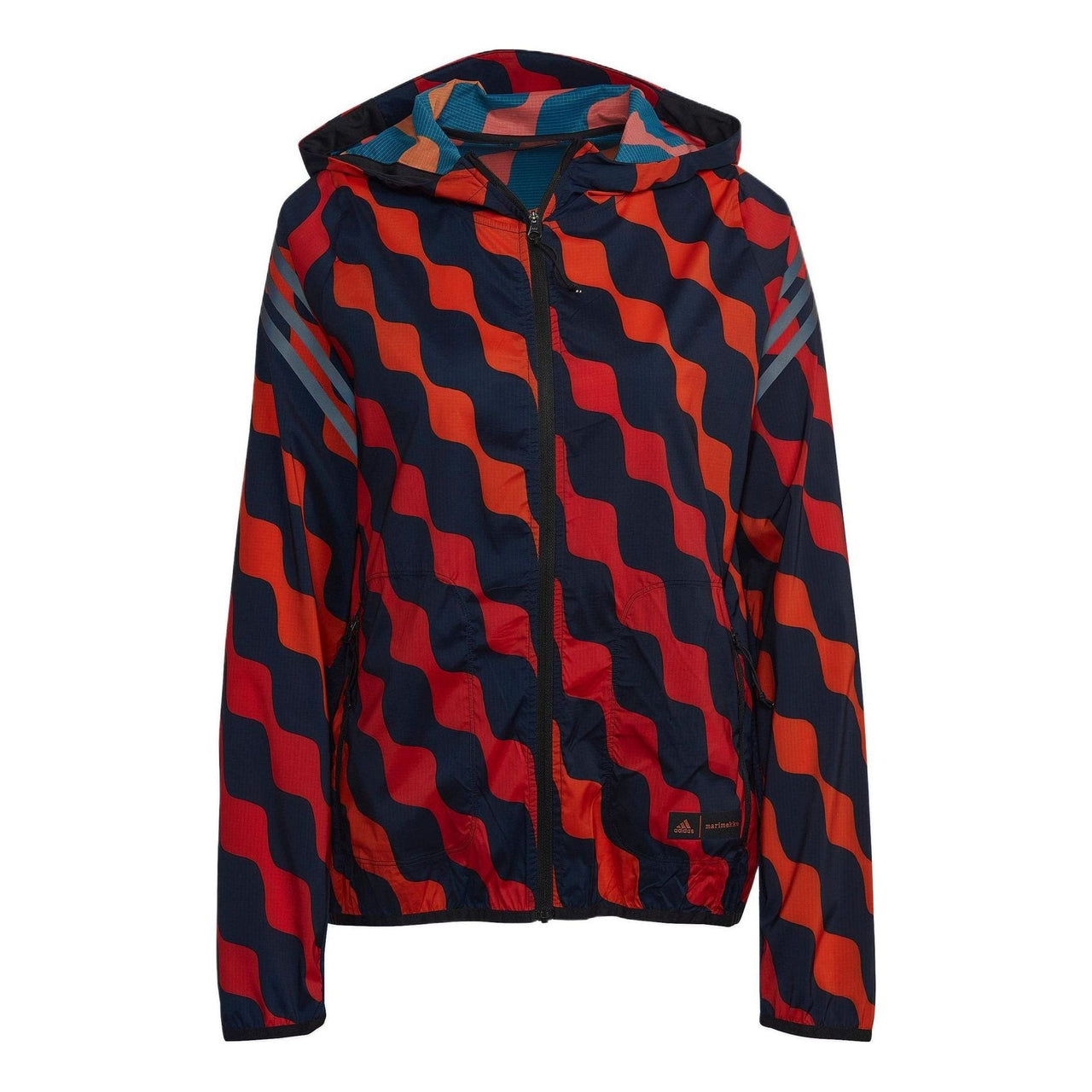(WMNS) adidas Marimekko Run Icons 3-Stripes Hooded Running Windbreaker Asia Sizing 'Red Black' HH7323