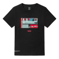 (WMNS) Vans Retro Printing Sports Round Neck Short Sleeve Black VN0A5F1XBLK