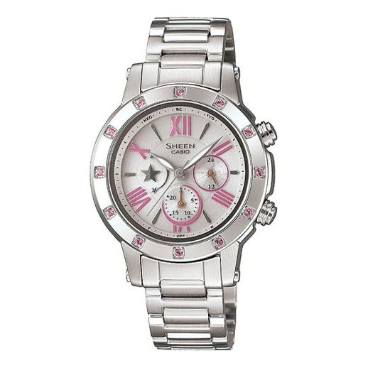 CASIO Waterproof SHEEN Sapphire Crystal Solar Powered Stainless Steel Strap Silver Analog SHN-7504D-7A