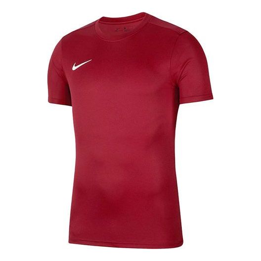 Men's Nike SS22 Solid Color Logo Casual Sports Short Sleeve Red T-Shirt BV6709-677