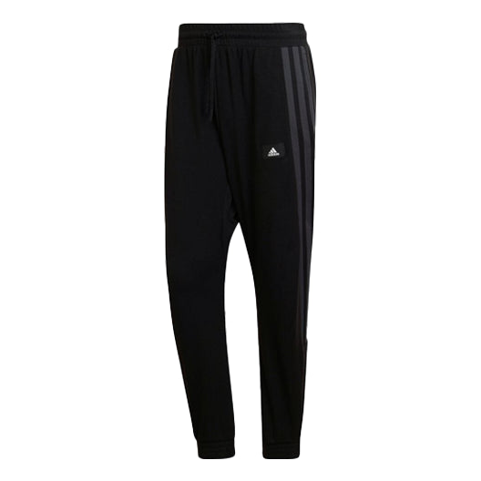 Men's adidas Fi Trvl 3-Stripes Sweatpants Casual Breathable Stripe Sports Pants/Trousers/Joggers Japanese Version Black HE2265