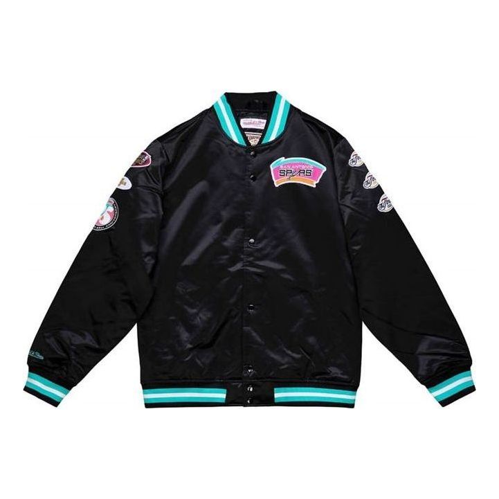 Mitchell & Ness x NBA San Antonio Spurs Champ City Satin Jacket 'Black' OJBF3232-SASYYPPPBLCK