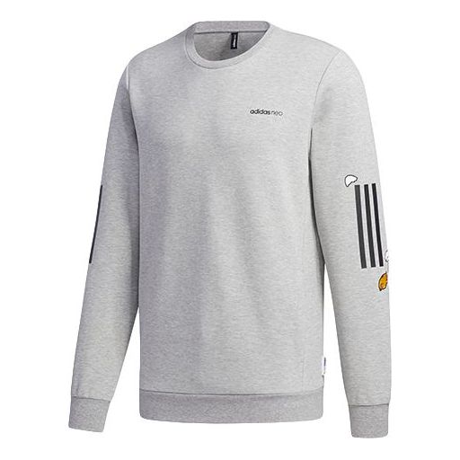 adidas neo x Yellow Crossover Sports Round Neck Pullover Gray GL7224