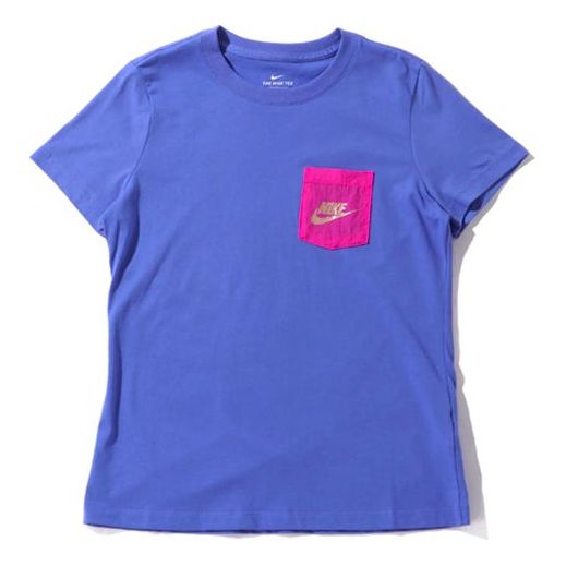 (WMNS) Nike As W Nsw Tee Contrasting Colors logo Short Sleeve Blue CT8855-500