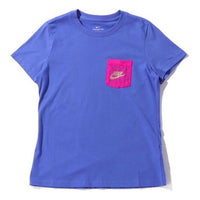 (WMNS) Nike As W Nsw Tee Contrasting Colors logo Short Sleeve Blue CT8855-500