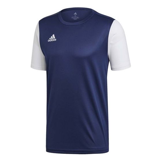 adidas Colorblock Training Sports Soccer/Football Short Sleeve Blue White DP3232