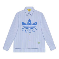 Gucci Adidas x Striped Cotton Shirt In Blue 719889-ZAK4E-4337