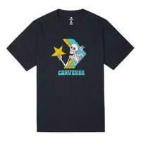 Men's Converse Skeleton Cartoon Printing Knit Round Neck Short Sleeve Black 10022195-A02