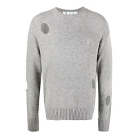 Men's Off-White SS22 Solid Color Round Neck Pullover Long Sleeves Wool Sweater Gray OMHE092F21KNI0010610
