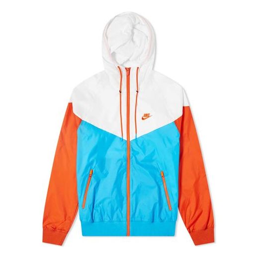 Nike Nsw Windrunner Multicolor Splicing Running Windproof Jacket White Blue Orange AR2191-446