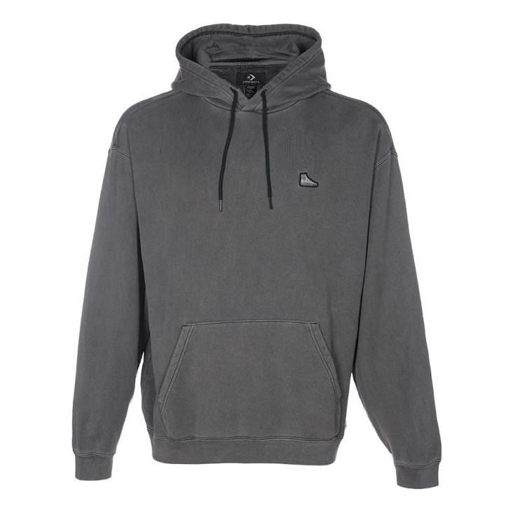 Converse Loose Fit Sneaker Patch Hoodie Asia Sizing 'Black Grey' 10025537-A01