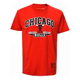 Mitchell Ness NBA Series Chicago Bulls Printing Short Sleeve Couple Style Red MN13S29-CHI-RED