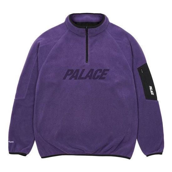 PALACE 1/4 Zip Half Zipper Alphabet Logo Round Neck Jacket Unisex Purple P20PTF002