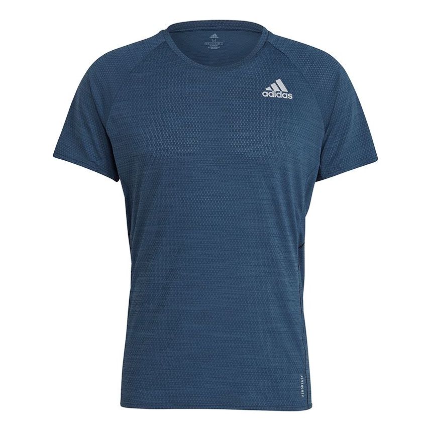adidas Runner Tee Reflective Logo Running Sports Short Sleeve Navy Blue GJ9887