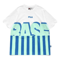 FILA FUSION Contrasting Colors Stripe 3D Alphabet Printing Loose Sports Short Sleeve White T-Shirt T11W132101F-WT
