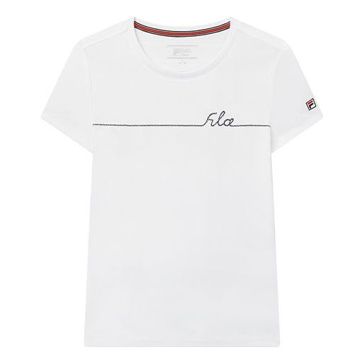 (WMNS) FILA Back Stripe Pattern Printing Short Sleeve White F11W021108G-WT