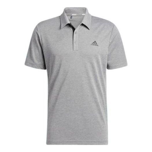 Men's adidas Solid Color Logo Pullover Short Sleeve Sports Gray Polo Shirt H56774