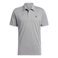Men's adidas Solid Color Logo Pullover Short Sleeve Sports Gray Polo Shirt H56774