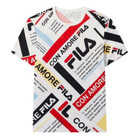 FILA Casual Full Print Contrasting Colors Logo Short Sleeve White F11M028115G-PU