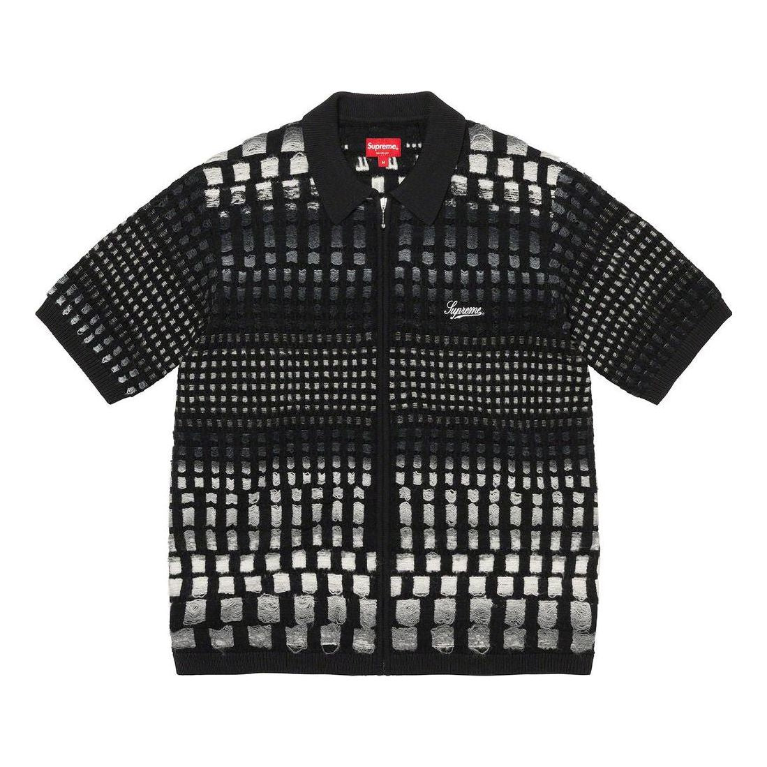Supreme Gradient Grid Zip Up Polo 'Black White' SUP-SS23-216