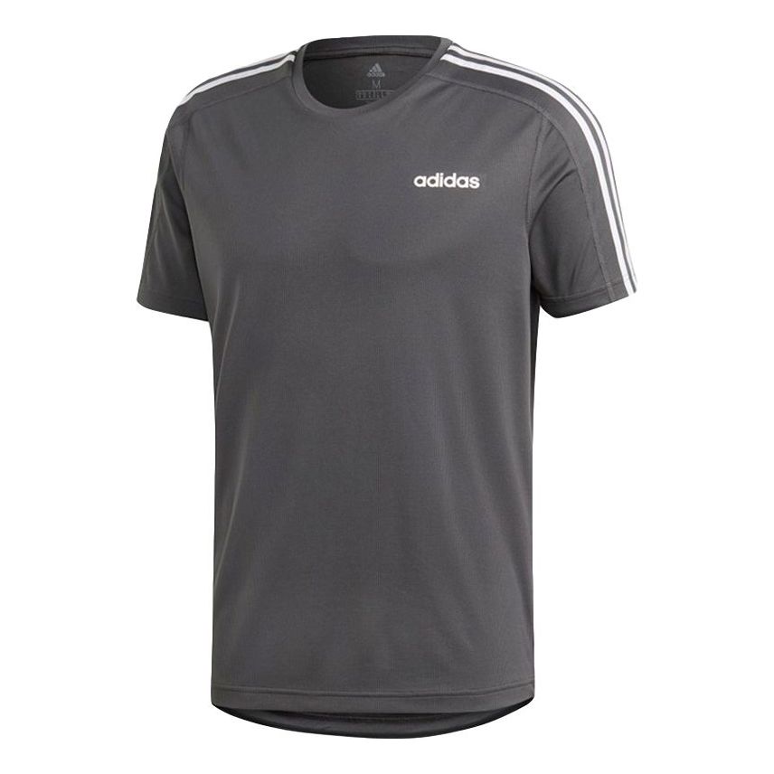 adidas D2m Tee 3s Casual Quick Dry Breathable Round Neck Sports Short Sleeve Gray DU1259