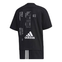 adidas M Tech Tee Logo Printing Loose Sports Round Neck Short Sleeve Black FT6629