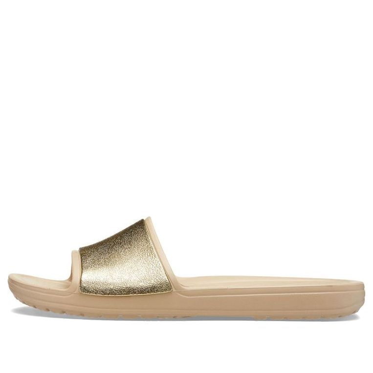 (WMNS) Crocs Sloane Shine Low Slide Minimalistic Casual Flat Brown Gold Color Slippers 'Brown Gold' 206921-212