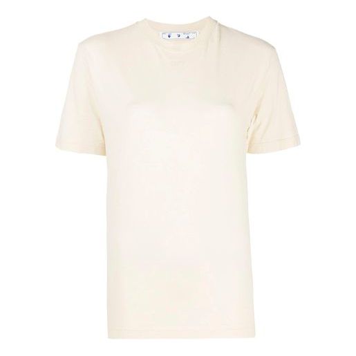 (WMNS) Off-White SS21 Loose Round Neck Short Sleeve Slim Fit White T-Shirt OWAA049R21JER0106161