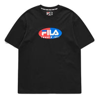FILA FUSION Logo Printing Pullover Round Neck Short Sleeve Black T11M111102F-BK