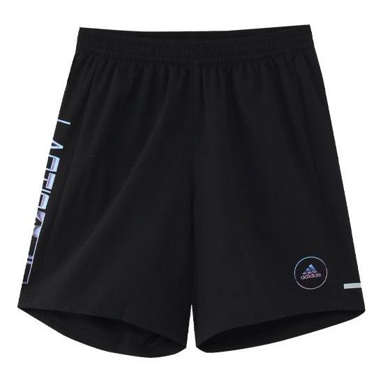 adidas Run It Club Reflective Alphabet Running Sports Shorts Black GN4153