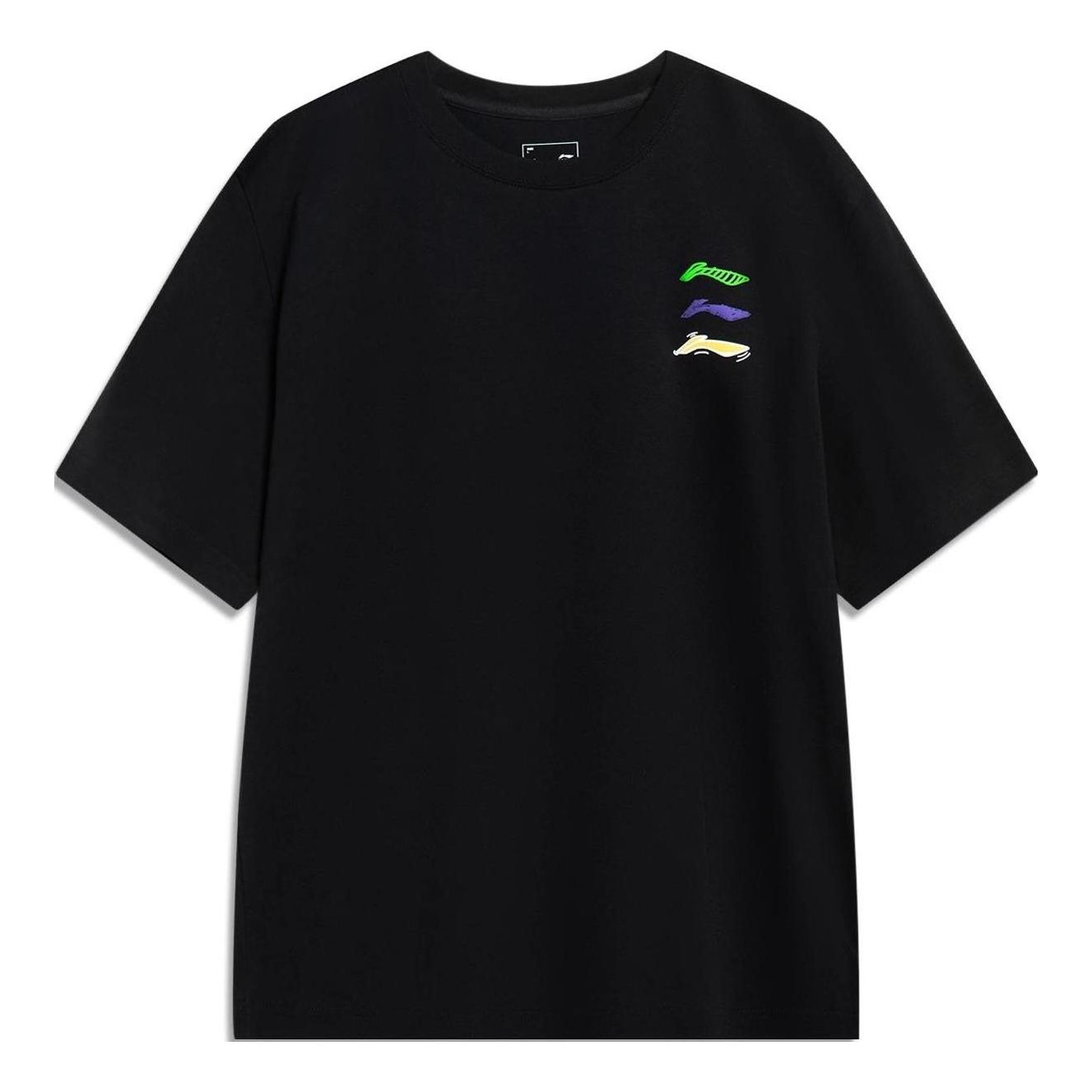 Li-Ning Triple Logo Loose Fit T-shirt 'Black' AHST787-4